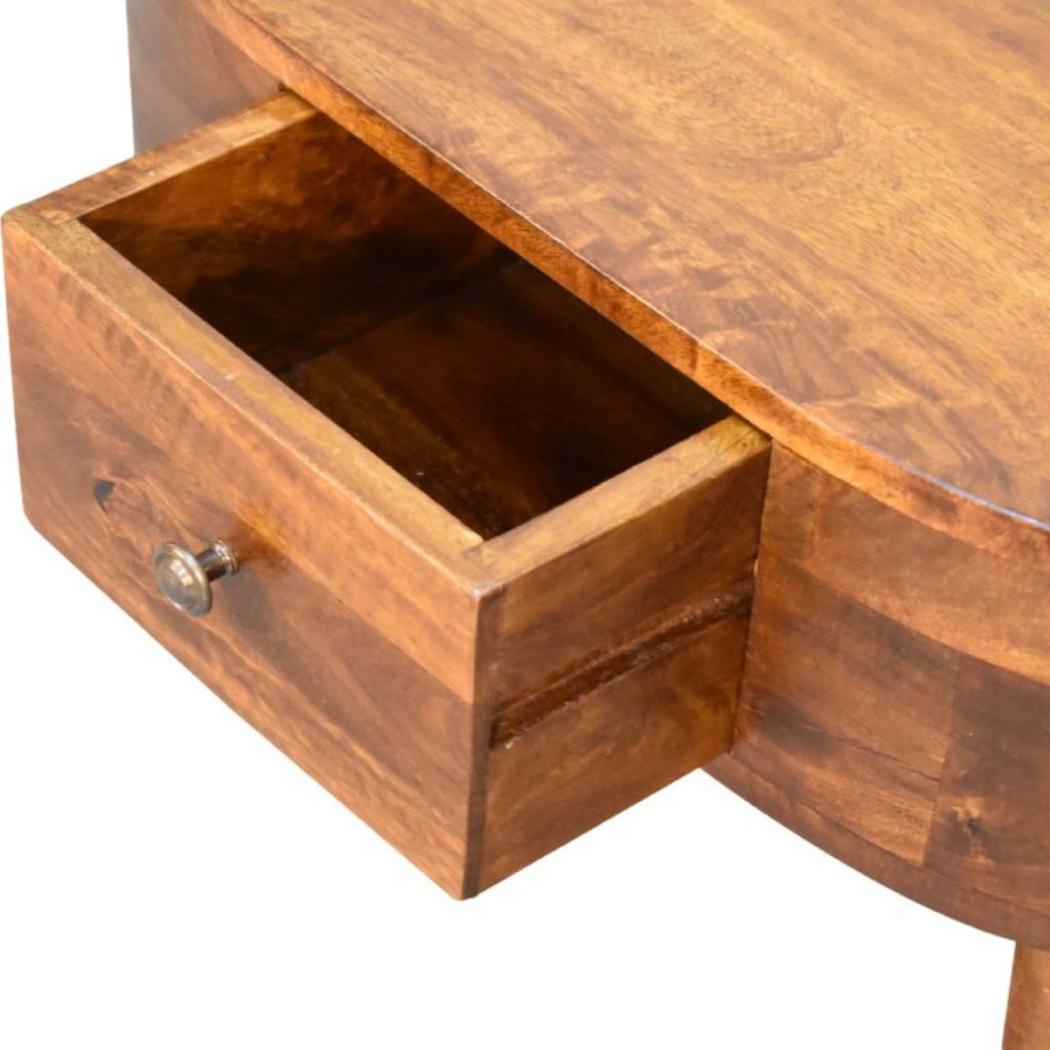 Mini Rounded Coffee Table | Chestnut Finish | Soft-Edge Living Room Design