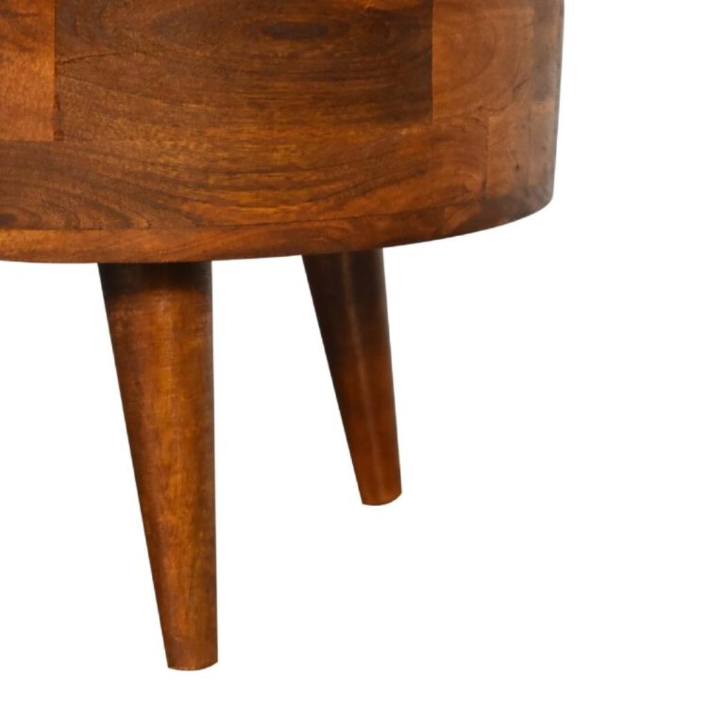 Mini Rounded Coffee Table | Chestnut Finish | Soft-Edge Living Room Design