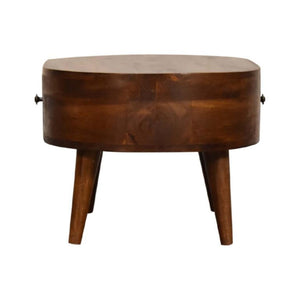 Mini Rounded Coffee Table | Chestnut Finish | Soft-Edge Living Room Design