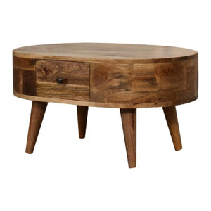 Mini Rounded Coffee Table | Oak Finish | Soft-Edge Living Room Design