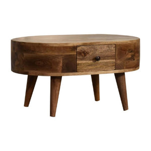 Mini Rounded Coffee Table | Oak Finish | Soft-Edge Living Room Design