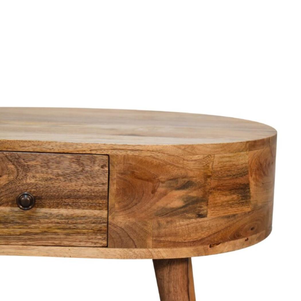 Mini Rounded Coffee Table | Oak Finish | Soft-Edge Living Room Design