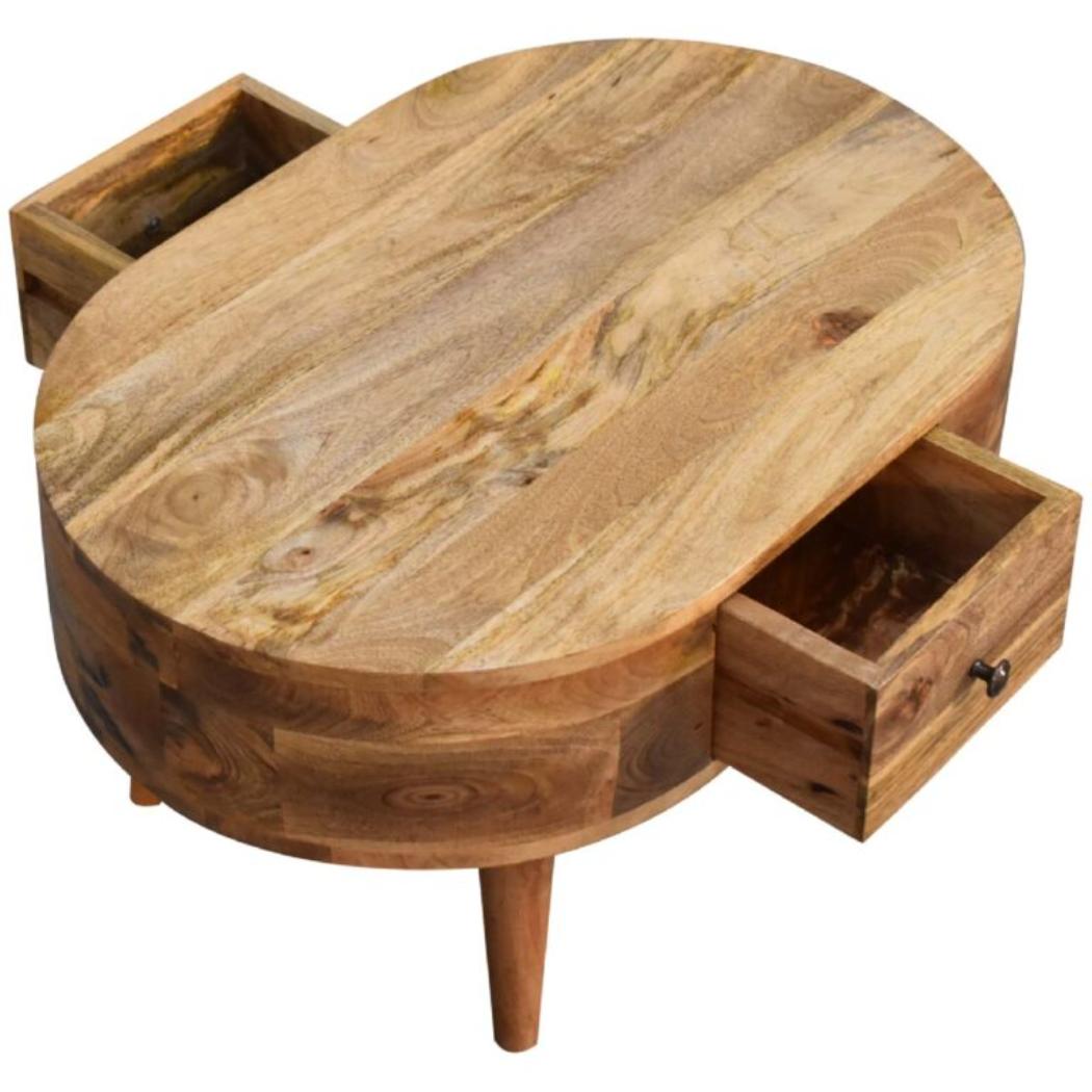 Mini Rounded Coffee Table | Oak Finish | Soft-Edge Living Room Design