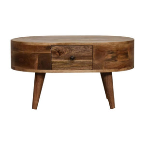 Mini Rounded Coffee Table | Oak Finish | Soft-Edge Living Room Design