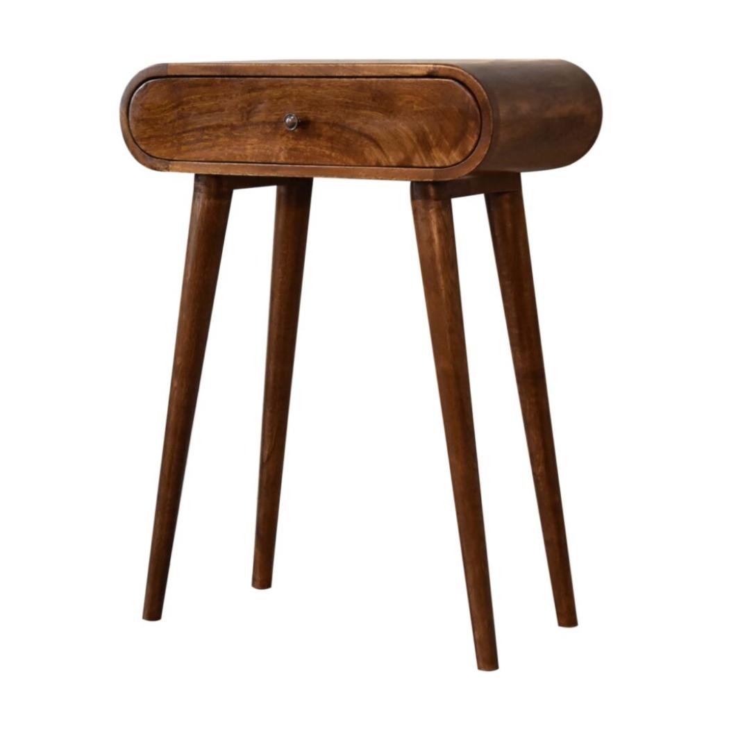 Mini Rounded Console Table | Chestnut Finish | Compact Hallway Furniture