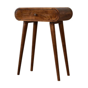 Mini Rounded Console Table | Chestnut Finish | Compact Hallway Furniture
