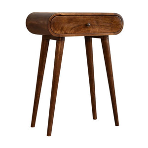 Mini Rounded Console Table | Chestnut Finish | Compact Hallway Furniture