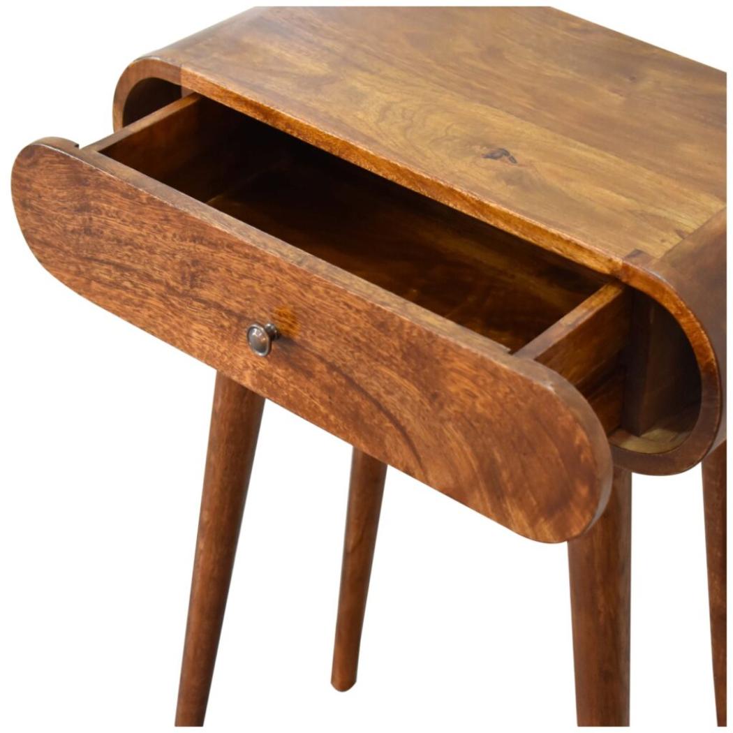 Mini Rounded Console Table | Chestnut Finish | Compact Hallway Furniture