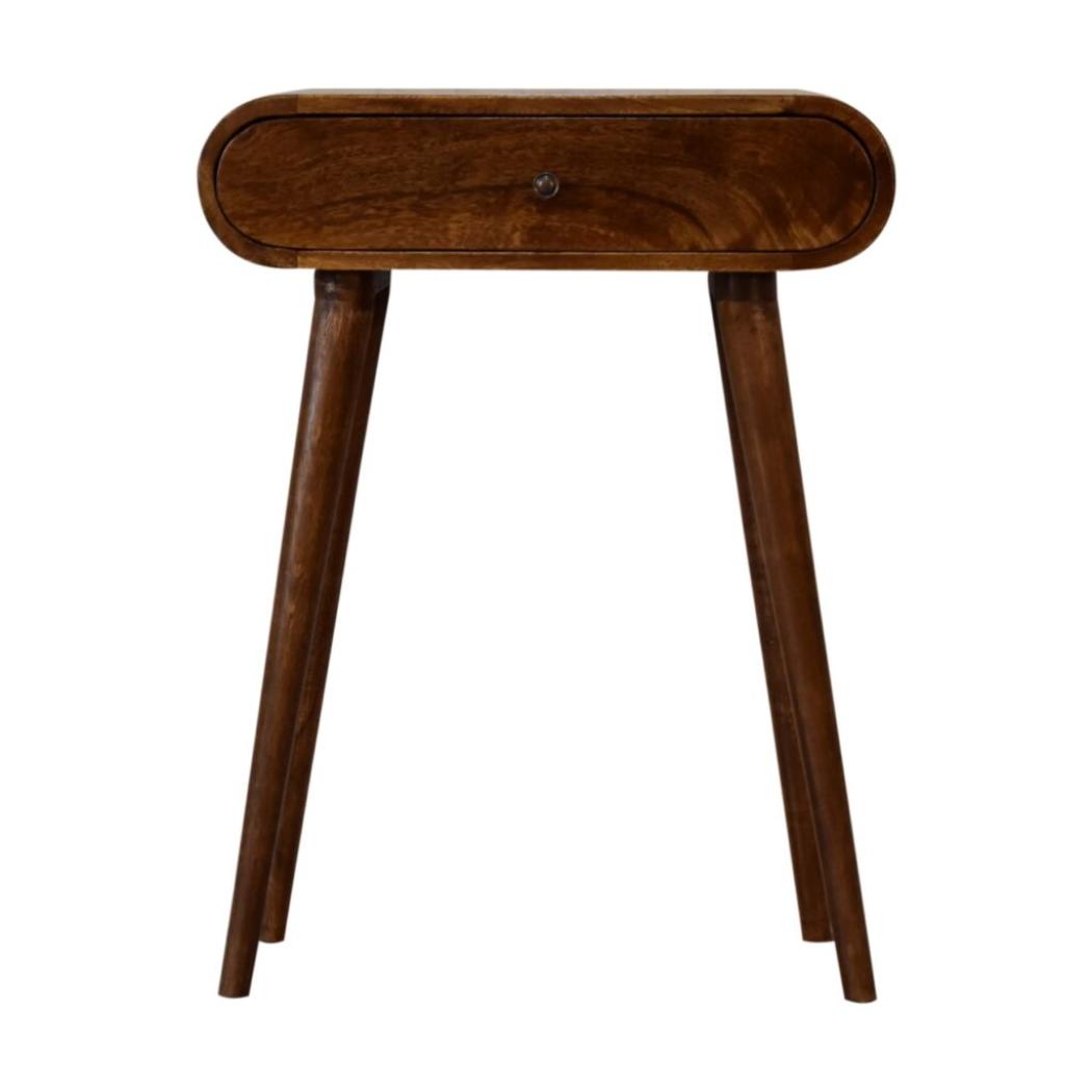 Mini Rounded Console Table | Chestnut Finish | Compact Hallway Furniture