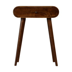 Mini Rounded Console Table | Chestnut Finish | Compact Hallway Furniture