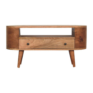 Mini Rounded Entertainment Unit | Compact Media Storage | Soft-Edge Design