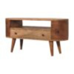 Mini Rounded Entertainment Unit | Compact Media Storage | Soft-Edge Design