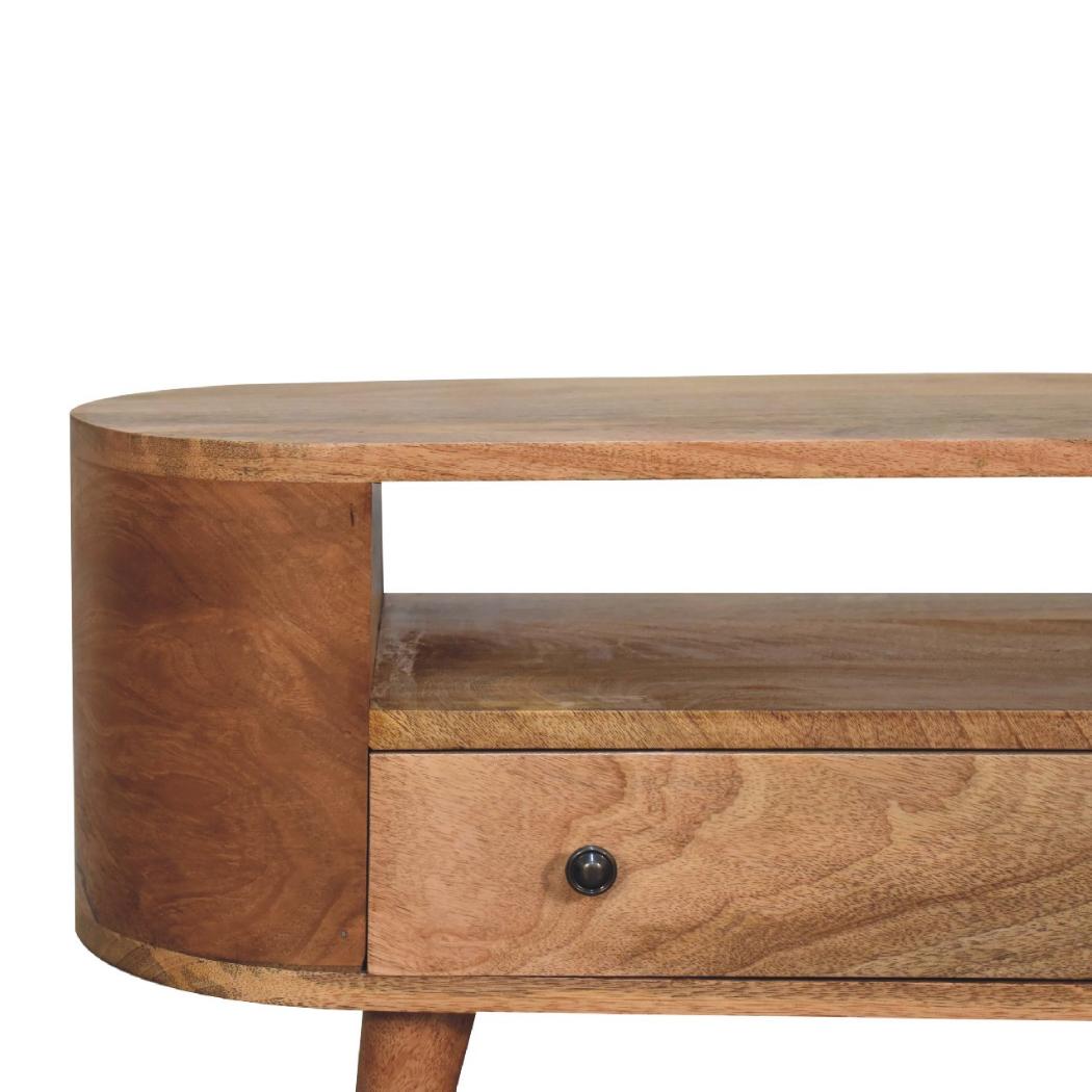 Mini Rounded Entertainment Unit | Compact Media Storage | Soft-Edge Design