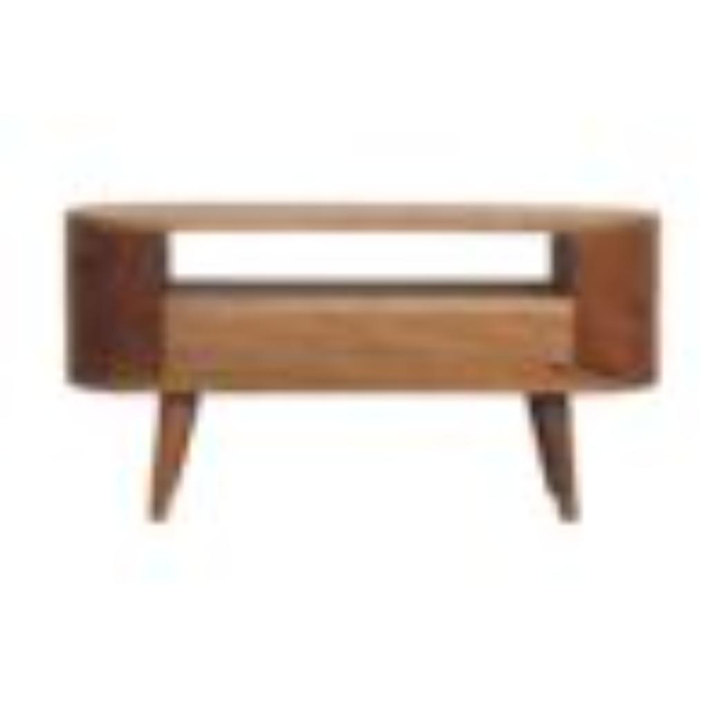 Mini Rounded Entertainment Unit | Compact Media Storage | Soft-Edge Design