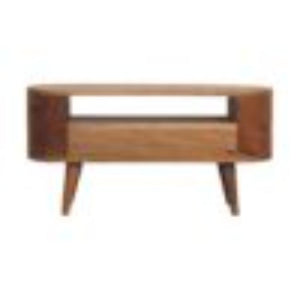 Mini Rounded Entertainment Unit | Compact Media Storage | Soft-Edge Design