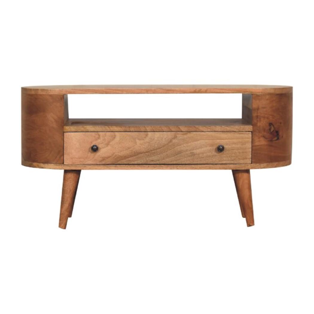 Mini Rounded Entertainment Unit | Compact Media Storage | Soft-Edge Design