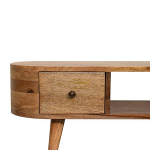 Mini Rounded Entertainment Unit | Dual Drawer Storage | Compact Media Console