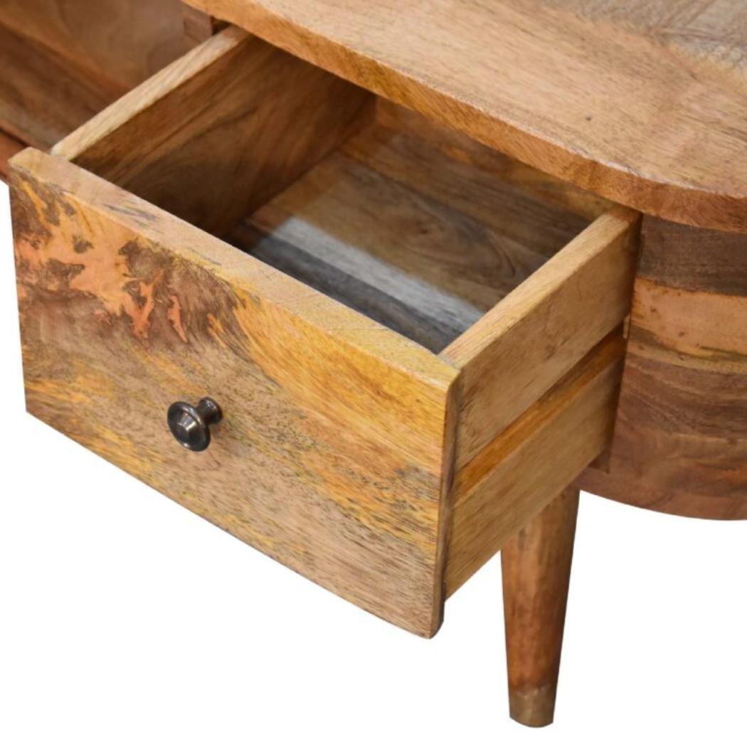 Mini Rounded Entertainment Unit | Dual Drawer Storage | Compact Media Console