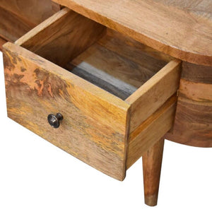 Mini Rounded Entertainment Unit | Dual Drawer Storage | Compact Media Console