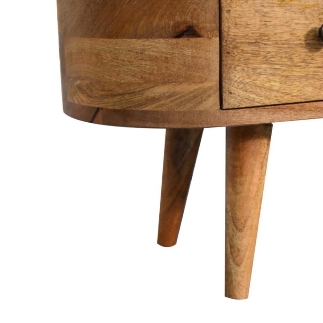 Mini Rounded Entertainment Unit | Dual Drawer Storage | Compact Media Console