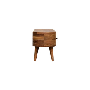 Mini Rounded Entertainment Unit | Dual Drawer Storage | Compact Media Console
