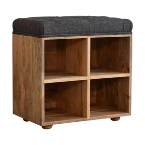 Mini Shoe Storage Footstool | Black Finish | Dual-Purpose Seating