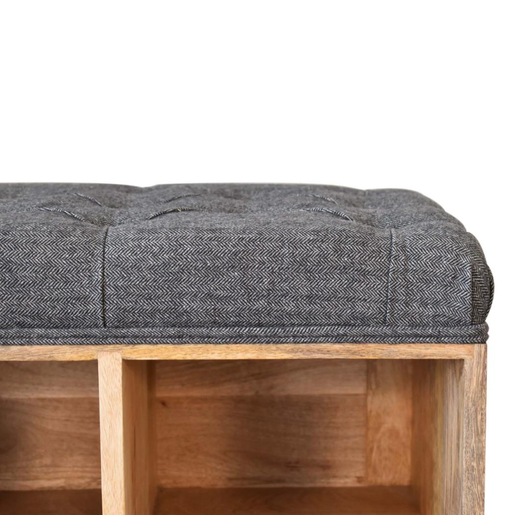 Mini Shoe Storage Footstool | Black Finish | Dual-Purpose Seating