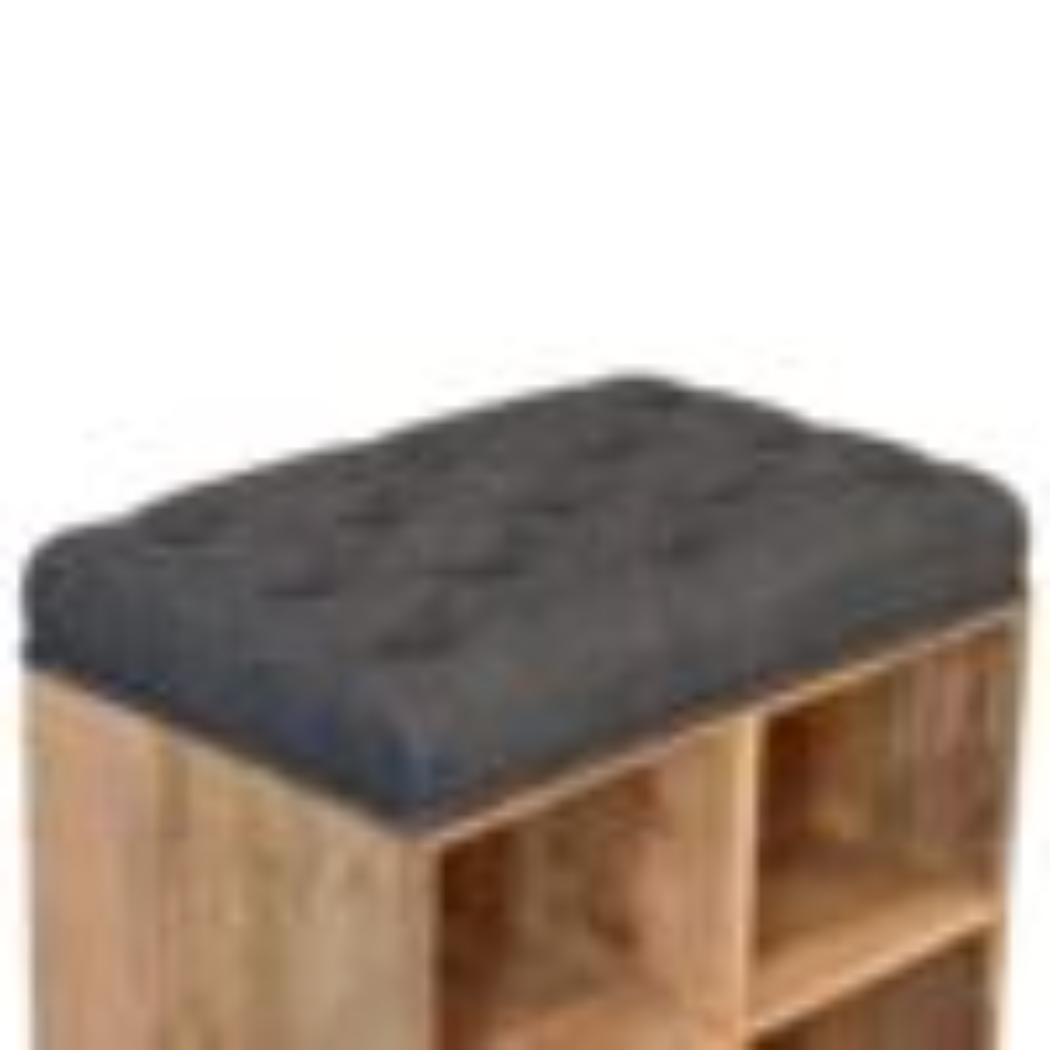 Mini Shoe Storage Footstool | Black Finish | Dual-Purpose Seating