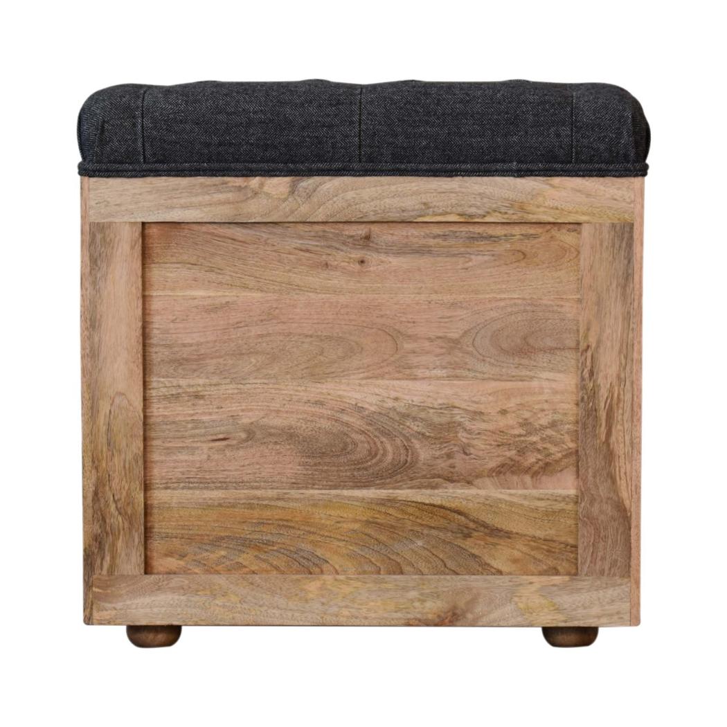 Mini Shoe Storage Footstool | Black Finish | Dual-Purpose Seating