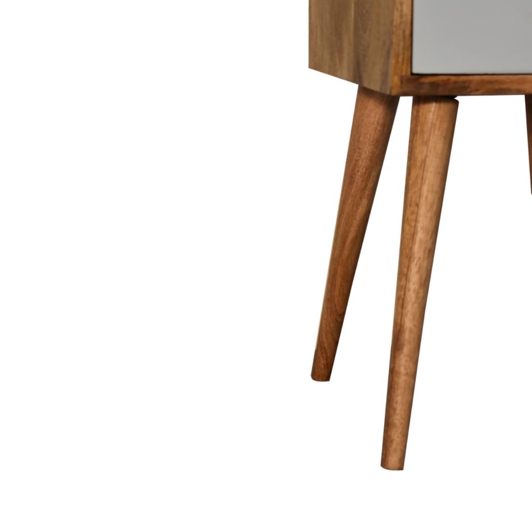 Mini Sky Blue Open-Shelf Bedside Table | Solid Mango Wood | Oak Finish | 1 Drawer