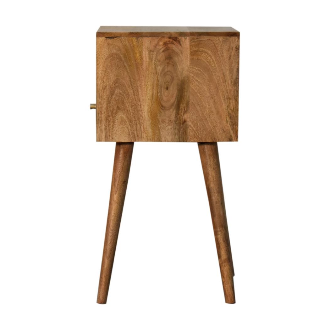Mini Sky Blue Open-Shelf Bedside Table | Solid Mango Wood | Oak Finish | 1 Drawer