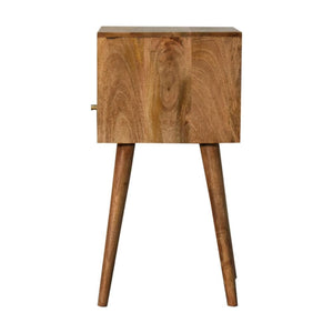 Mini Sky Blue Open-Shelf Bedside Table | Solid Mango Wood | Oak Finish | 1 Drawer