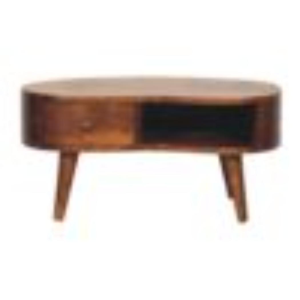 Mini Wave Coffee Table | Chestnut Finish | Sculptural Living Room Design