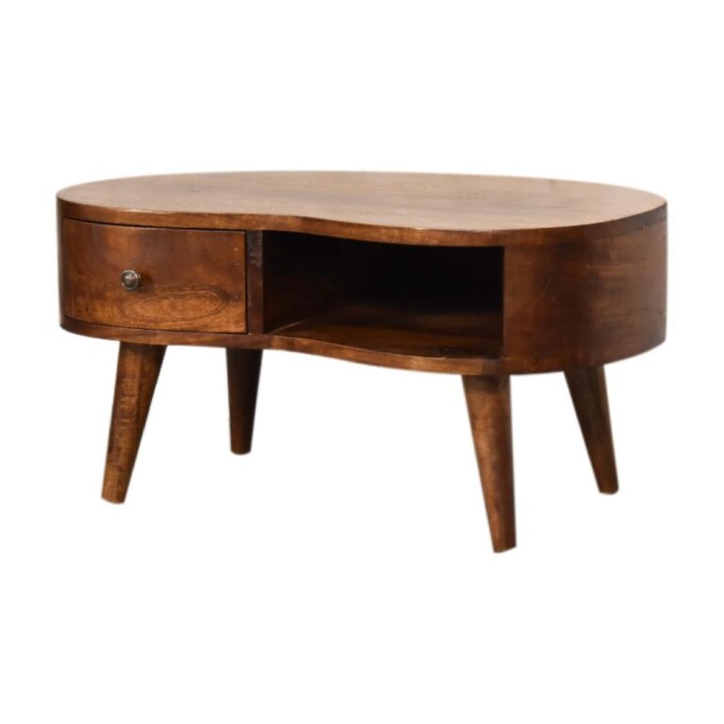 Mini Wave Coffee Table | Chestnut Finish | Sculptural Living Room Design