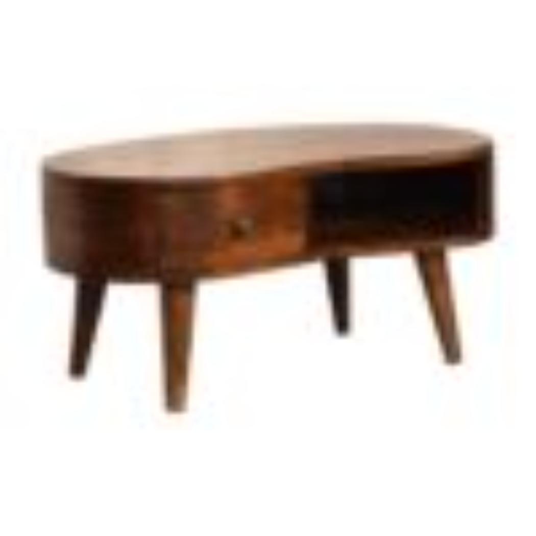 Mini Wave Coffee Table | Chestnut Finish | Sculptural Living Room Design