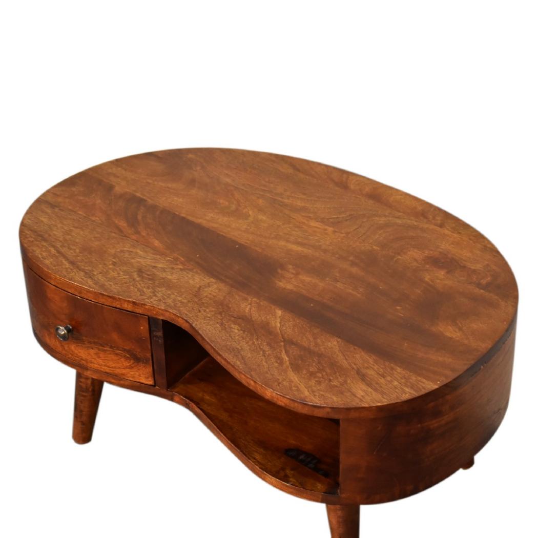 Mini Wave Coffee Table | Chestnut Finish | Sculptural Living Room Design