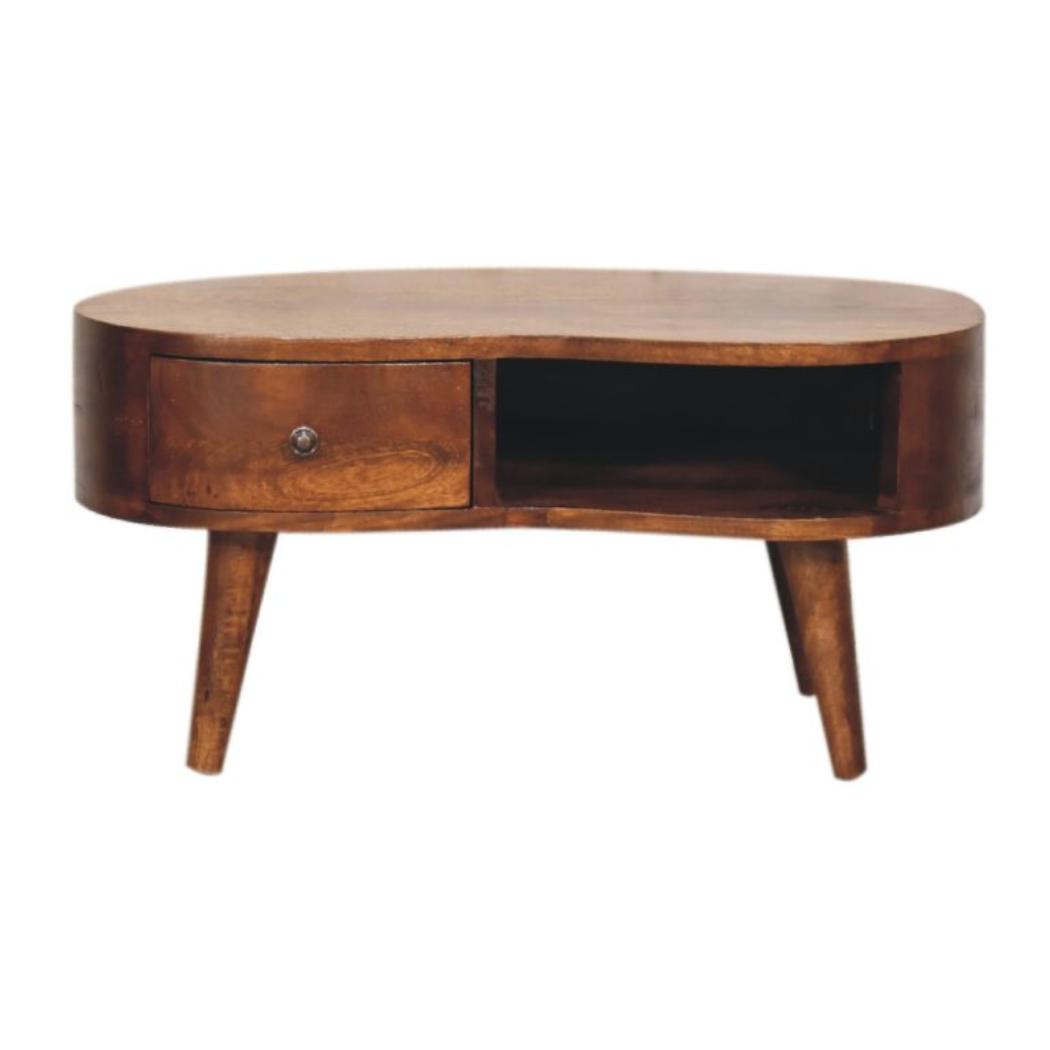 Mini Wave Coffee Table | Chestnut Finish | Sculptural Living Room Design
