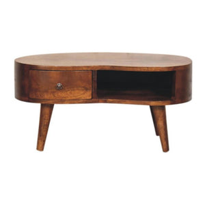 Mini Wave Coffee Table | Chestnut Finish | Sculptural Living Room Design