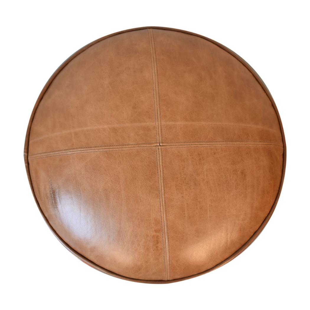 Mixed Durrie & Leather Footstool | Textured Upholstery | Artisan Accent Seating