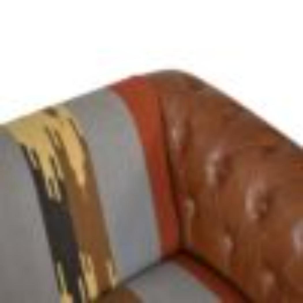 Mixed Durrie & Leather Sofa | Textured Upholstery | Artisan Living Room Seating