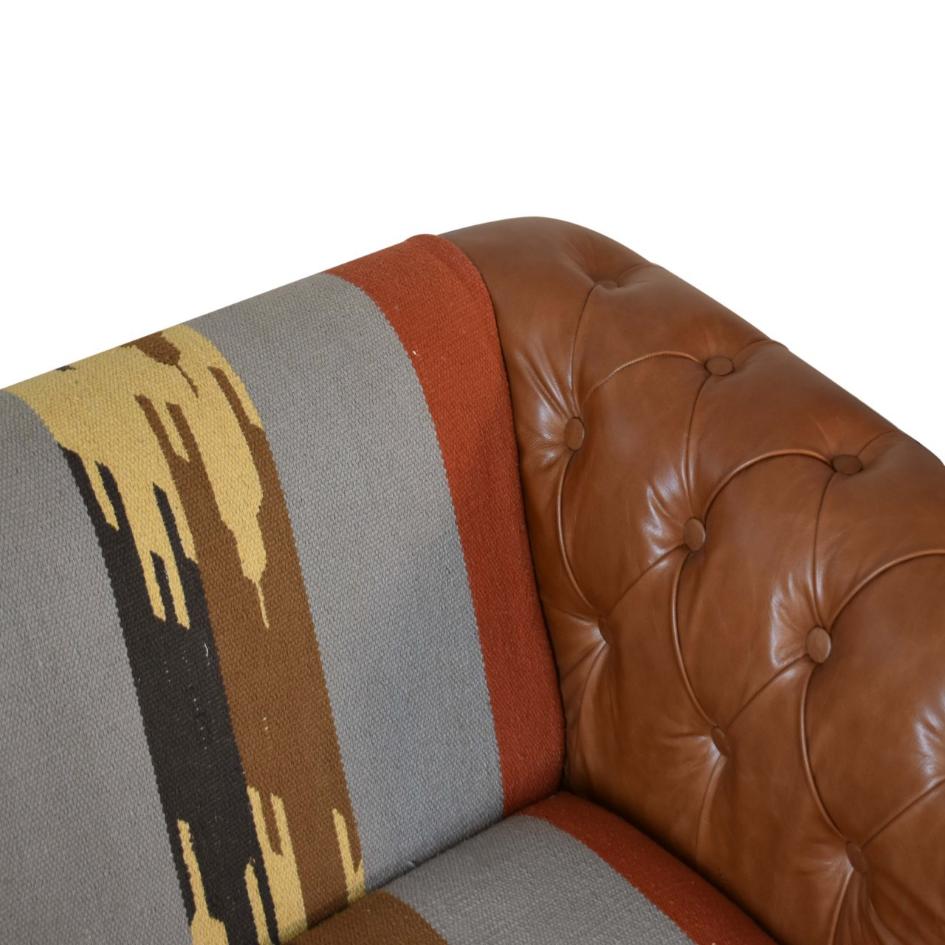 Mixed Durrie & Leather Sofa | Textured Upholstery | Artisan Living Room Seating