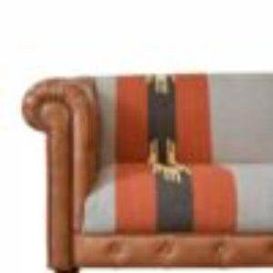 Mixed Durrie & Leather Sofa | Textured Upholstery | Artisan Living Room Seating