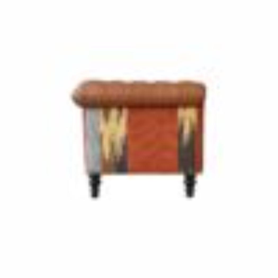 Mixed Durrie & Leather Sofa | Textured Upholstery | Artisan Living Room Seating