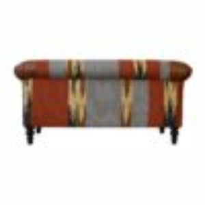 Mixed Durrie & Leather Sofa | Textured Upholstery | Artisan Living Room Seating