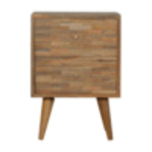Mixed Finish Bedside Table | Solid Mango Wood | Handcrafted Pattern | Bedroom Storage