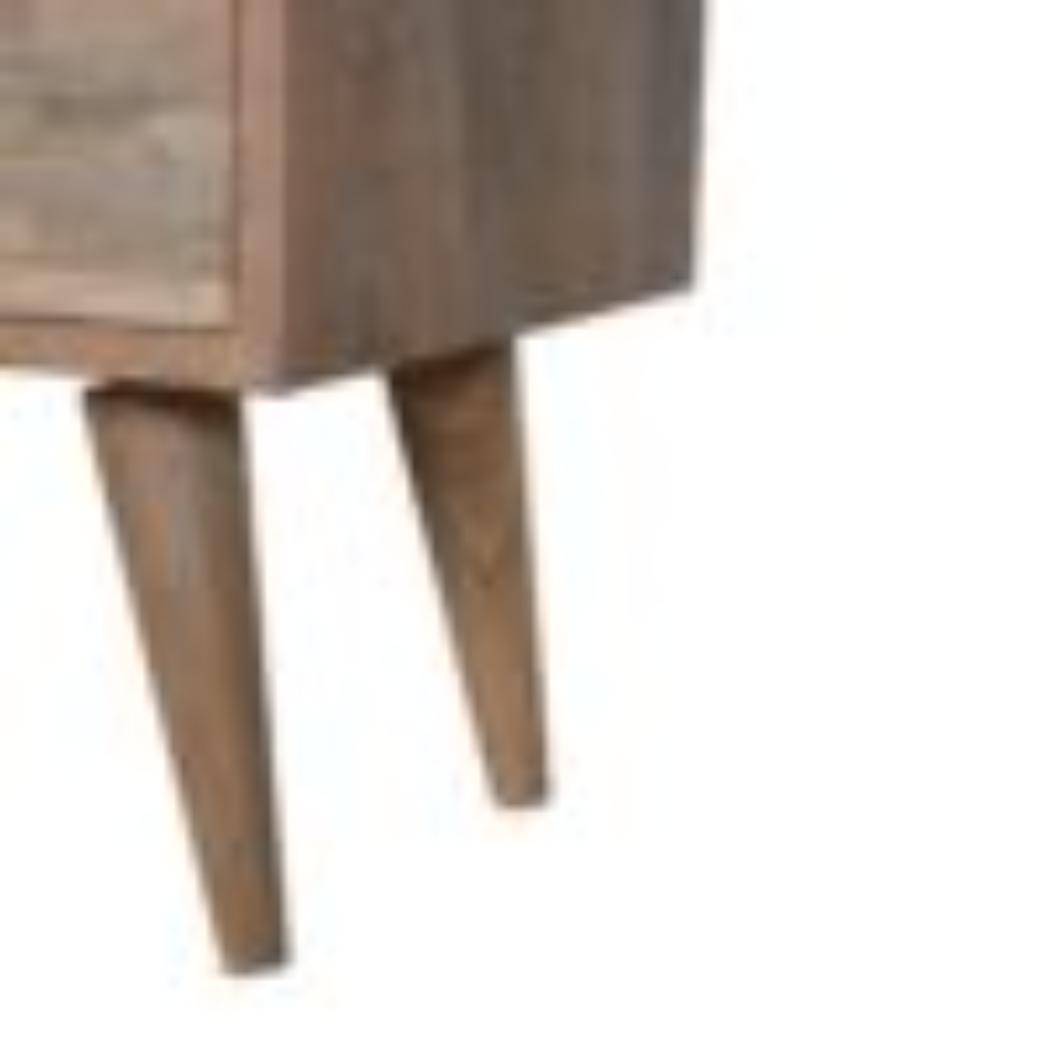 Mixed Finish Bedside Table | Solid Mango Wood | Handcrafted Pattern | Bedroom Storage