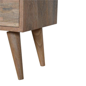 Mixed Finish Bedside Table | Solid Mango Wood | Handcrafted Pattern | Bedroom Storage