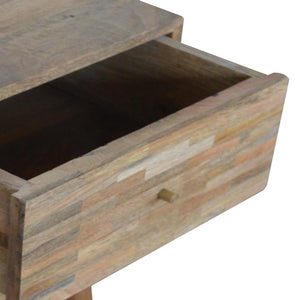 Mixed Finish Bedside Table | Solid Mango Wood | Handcrafted Pattern | Bedroom Storage