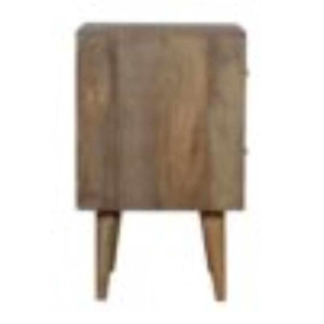Mixed Finish Bedside Table | Solid Mango Wood | Handcrafted Pattern | Bedroom Storage