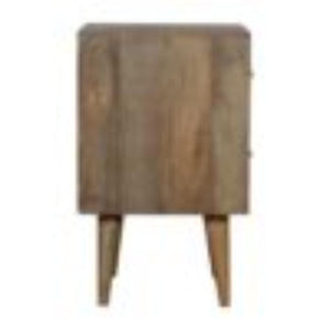 Mixed Finish Bedside Table | Solid Mango Wood | Handcrafted Pattern | Bedroom Storage